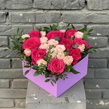 Цветочная композиция из Розы в коробке в Смышляевка