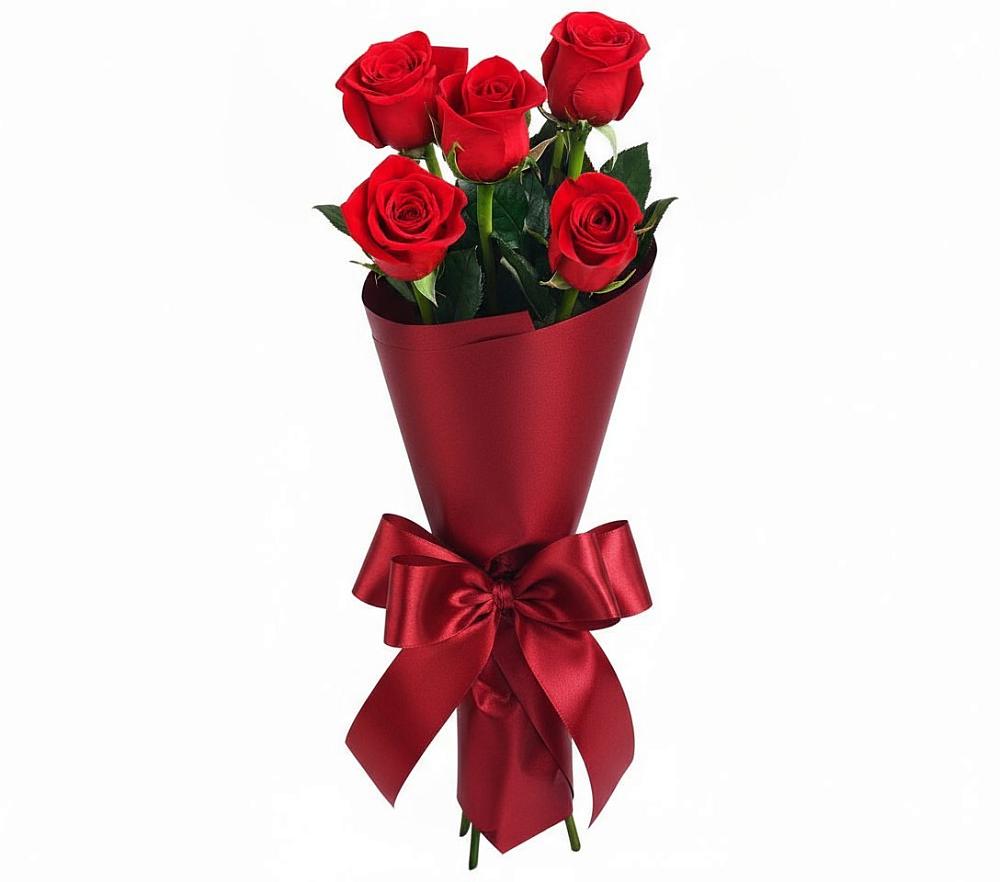 Букет 5 Красных роз Эдлесс Лав в Смышляевка
