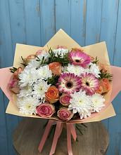 Букет цветов из:  Розы, Герберы и Хризантемы в Смышляевка