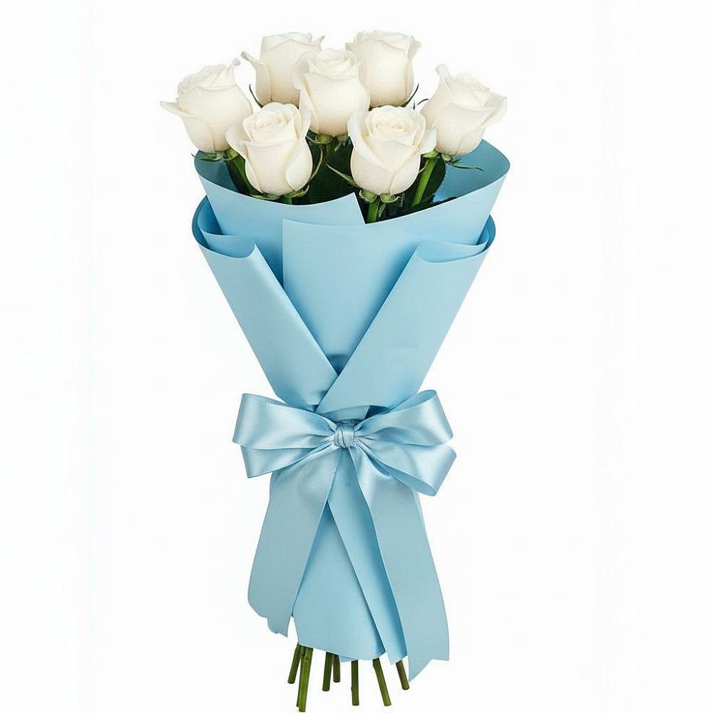 Букет 7 белых роз Проуд в Смышляевка