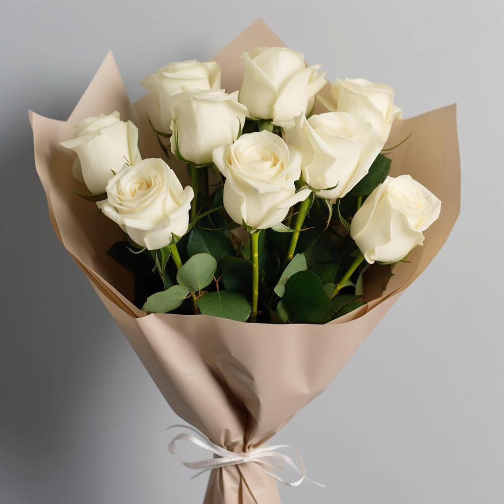 Букет 9 Белых роз Эдлесс Лав в Смышляевка