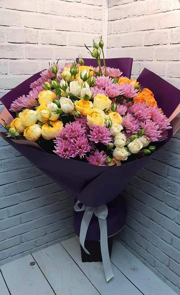 Букет цветов из: Хризантемы и Розы в Смышляевка