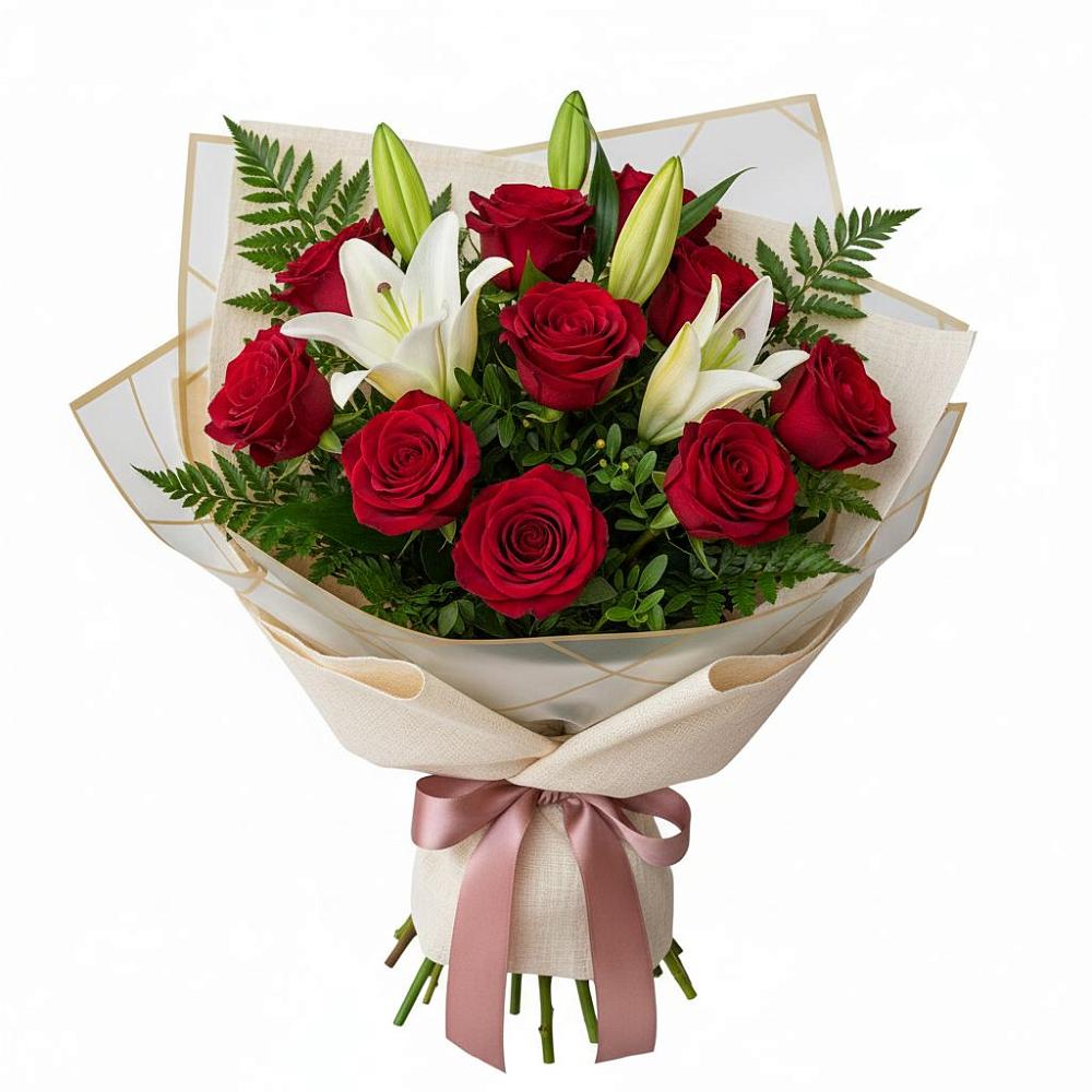 Букет цветов из: Лилии и Розы в Смышляевка