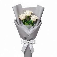 Букет 3 белые розы в Смышляевка