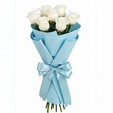 Букет 7 белых роз Проуд в Смышляевка