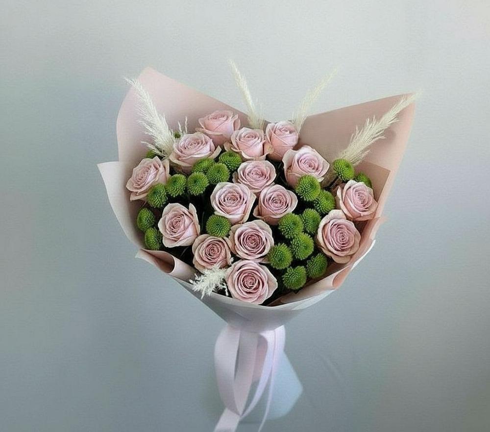 Букет цветов из: Розы и Хризантемы в Смышляевка