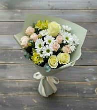 Букет цветов из:  Альстромерии, Розы и Хризантемы в Смышляевка