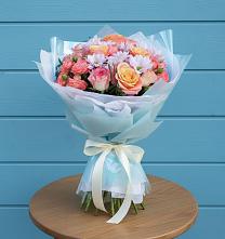 Букет цветов из:  Хризантемы и Розы в Смышляевка
