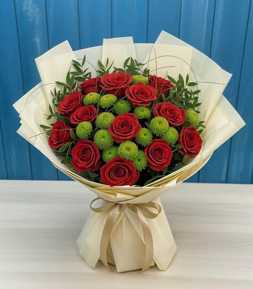 Букет цветов из: Розы и Хризантемы в Смышляевка