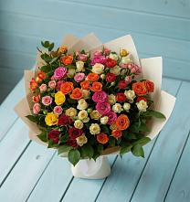 Букет Микс из разноцветных кустовых роз в Смышляевка